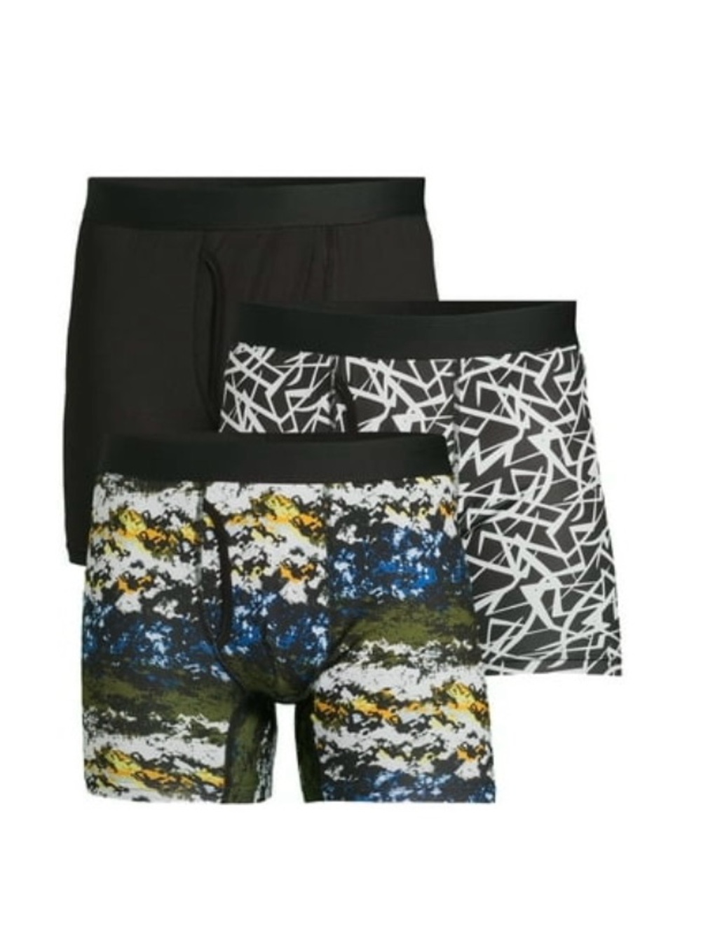 Men's 3-Pack Boxer Briefs - Black, White Pattern & Multicolor